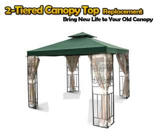 New 12x12 2 Tiered Replacement Gazebo Canopy Top Green  