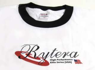 SM White shirt with Black Trim and Rytera Logo. Short sleeves.