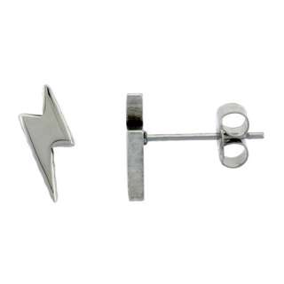 Small Stainless Steel Lightning Bolt Stud Earrings ess5  