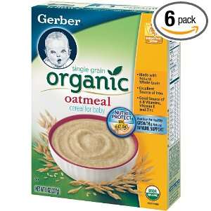 Gerber Organic Cereal Oatmeal, 8 Ounce (Pack of 6):  