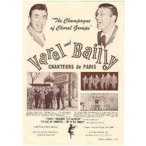  1962 Varel and Bailly Chanteurs de Paris Booking Print Ad 