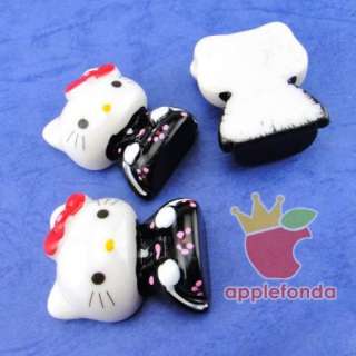 Q141 Lucite Flatback charm bead kimono kitty Blac(3pcs)  