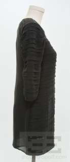 IRO Black Silk Tiered Raw Edge 3/4 Sleeve Mini Dress Size 2 NEW $442 