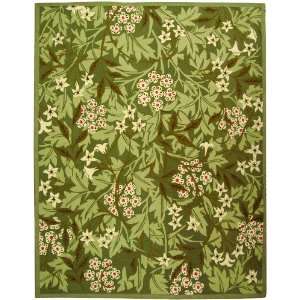   by 9 Feet Hand hookedWool Area Rug, Green and Ivory: Home & Kitchen