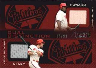 RYAN HOWARD/ CHASE UTLEY 2009 TOPPS UNIQUE DUAL PHILLIES BAT/JERSEY 