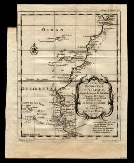 1738 Bellin Map North West African Coast Sahara  
