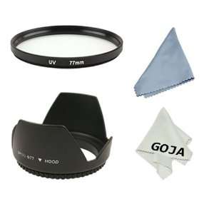  Kit For 77MM DSLR Camera   Includes UV Filter + Flower Lens Hood 