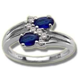  .11 ct Twin 5X3 Ladies Sapphire White Ring: Jewelry