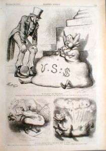 1873 Uncle Sam Inflation Ready Burst Stupid Money Bag!  