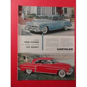 Chrysler,1953 print advertisement (blue car/red car.) original vintage 