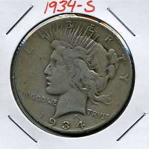 1934 S Peace Dollar  Circulated  