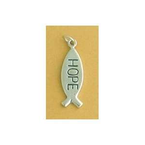   Silver Charm, Ichthys Fish wtih HOPE, 1 inch, 2.1 grams Jewelry