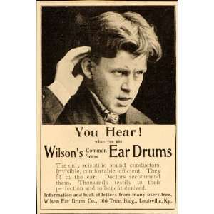  1899 Ad Wilson Ear Drum Deaf Hearing Aid Deafness 