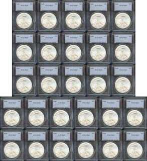 27 PCGS 1986 2012 MS 69 AMERICAN SILVER EAGLES MS69 SET  