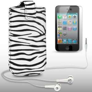  IPOD TOUCH 4TH GENERATION ZEBRA STYLE PU LEATHER POCKET POUCH COVER 