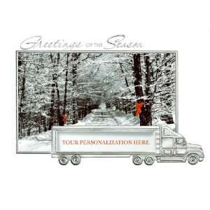  Die Cut Tractor Trailer in Silver Foil Holiday Cards Toys 