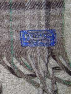   100% Wool Tartan Brown & Green Plaid Throw Blanket! 52x 70!  