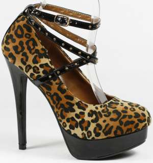   Leopard Ankle Strap High Heel Platform Pump 7 us Lady Luxe Yasmine 15