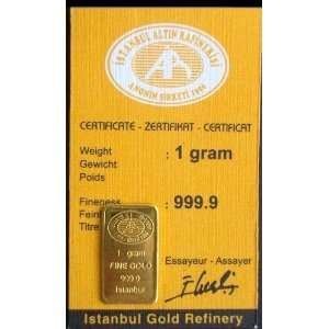  1 Gram 24K 999.9 Gold Bar with Certificate: Everything 