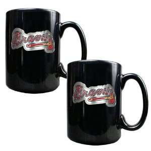  Atlanta Braves MLB 2pc Black Ceramic Mug Set   Primary Logo 