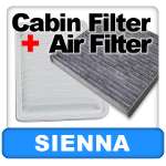 cabin filter air filter 2004 2009 toyota sienna