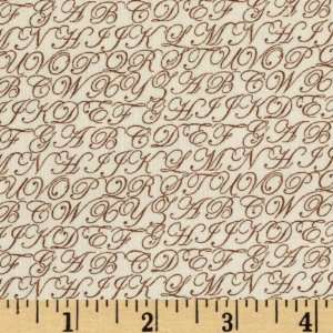   Manor Script Brown on Cream Fabric By The Yard: Arts, Crafts & Sewing