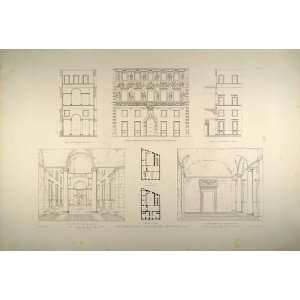  1860 Engraving Renaissance Palace Architecture Rome 