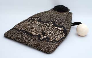 Deer Skin Inden Urush Drawstring Bag(Kinchaku) Japan 3  