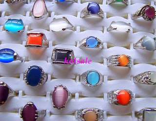 wholesale lots 50pcs assorted cat eye gemstone rings #@  