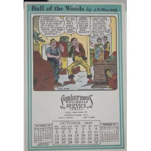  October 1947 Lumbermens Shop Cartoon Calendar, Artist J 