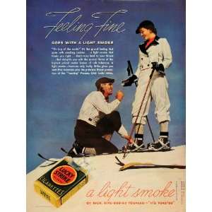  1937 Ad Lucky Strike Cigarettes Skiers Light Smoke Feeling 