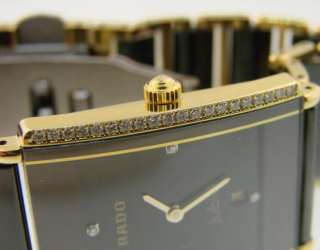 Swiss Quartz Rado Integral Jubile Mens Watch w/Diamond & Gold 
