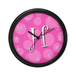  H Initial Pink Polka Dot Wall Art Clock