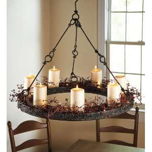  Metal Hanging Candle Chandelier, in Black