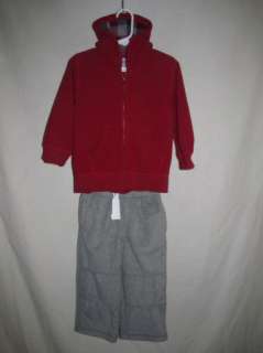 NWT Gymboree Ski Cabin Red Gray Fleece Outfit 2T 3T  