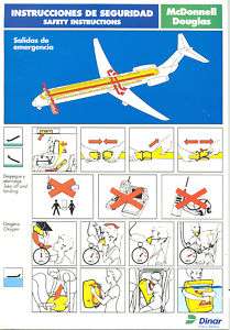 Safety Card   Dinar Lineas Aereas   MD 80 (S2337)  