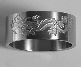 Men Women 316L Stainless Steel Dragon 10mm Rings Bands  