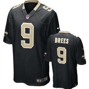 Drew Brees Youth Jersey Home Black Game Replica #9 Nike New Orleans 