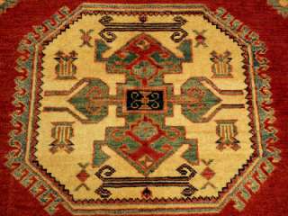 Beautiful Handmade Vegetable Dye Hand Spun Wool Afghan Kazak Rug 