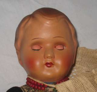 1950s UNMARKED 16 COMPOSITION DUTCH GIRL DOLL  