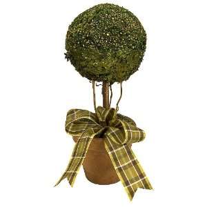 Arteflorum Mossed Ball Topiary Small With Plaid RibbonMost11  