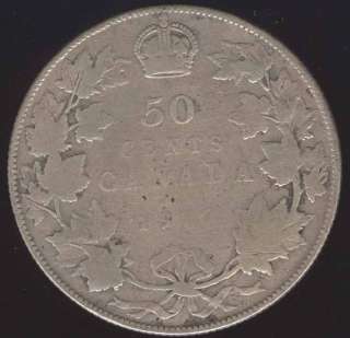 CANADA RARE BEAUTY 50 CENTS 1917 SILVER COIN   