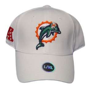 NFL TEAM APPAREL MIAMI DOLPHINS FLEX FIT WHITE HAT CAP:  