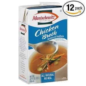 Manischewitz Reduced Sodium Chicken Broth, 32 Ounce Packages (Pack of 
