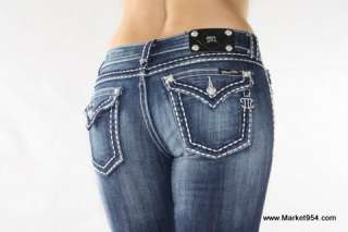 Hot! Skinny Miss Me Jeans Dark wash THICK white STITCH Flap Pockets 