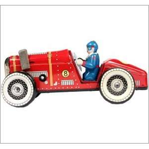  Red key wind tin old time racing car number 8 and driver 