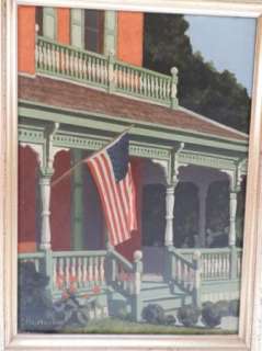 William Hocker (1918 ) Texas American Flag Patriotic Oil Painting 