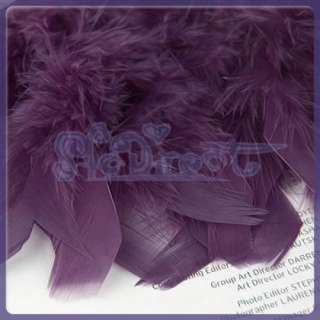 2yds Turkey Feather Fringe Deep Purple BOA Hat Bag Trim  