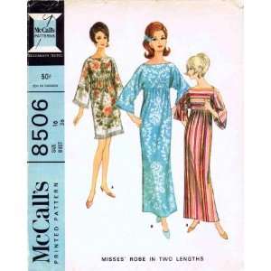  McCalls 8506 Vintage Sewing Pattern Misses Empire Robe Beach Dress 