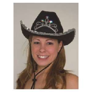  Black Cowboy Cowgirl Tiara Felt Light up Princess Hat 